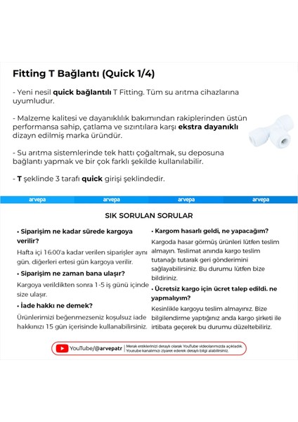 Su Arıtma Cihazı Için Fitting T 25 Adet
