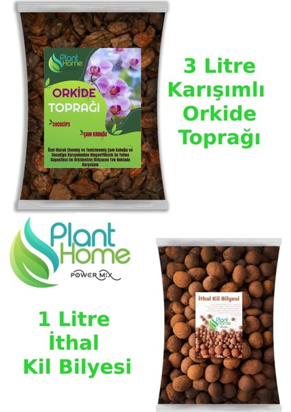 3 Litre Ithal Çam Karışımlı Orkide Toprağı - 1 Litre Ithal Kil Bilyesi Set