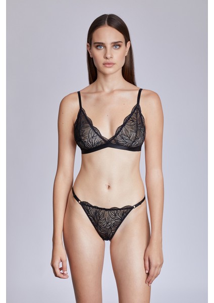Essential Lace Kadın Siyah Dantelli Iç Çamaşırı Takımı