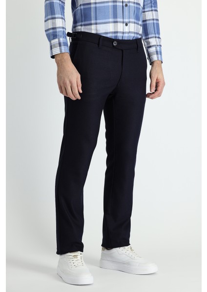 Slim Fit Dar Kesim Likralı Klasik Kuşgözü Kumaş Pantolon