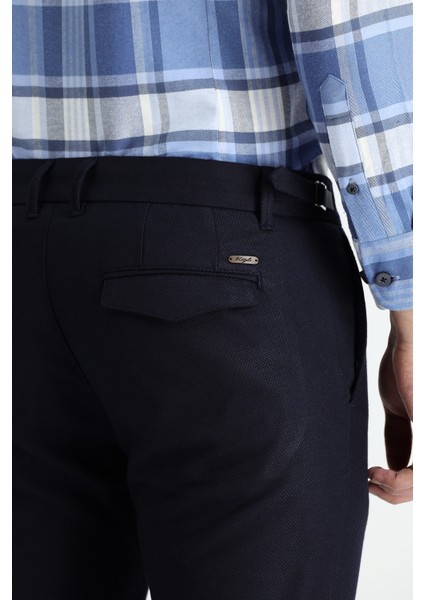 Slim Fit Dar Kesim Likralı Klasik Kuşgözü Kumaş Pantolon
