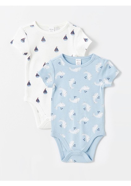 Lcw Baby Bisiklet Yaka Uzun Kollu Baskılı Erkek Bebek Çıtçıtlı Body 2'li