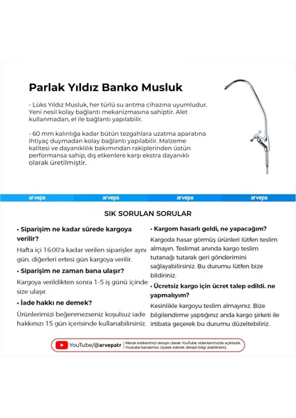 Su Arıtma Cihazı Parlak Yıldız Banko Musluk modelleri