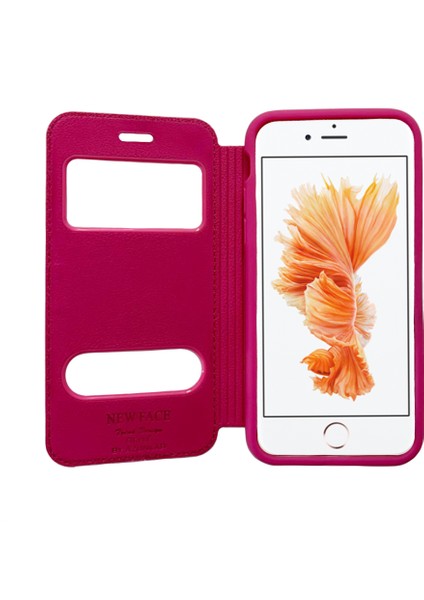 Apple iPhone 6 / 6s Gizli Mıknatıslı ve Cüzdanlı Kılıf Pembe