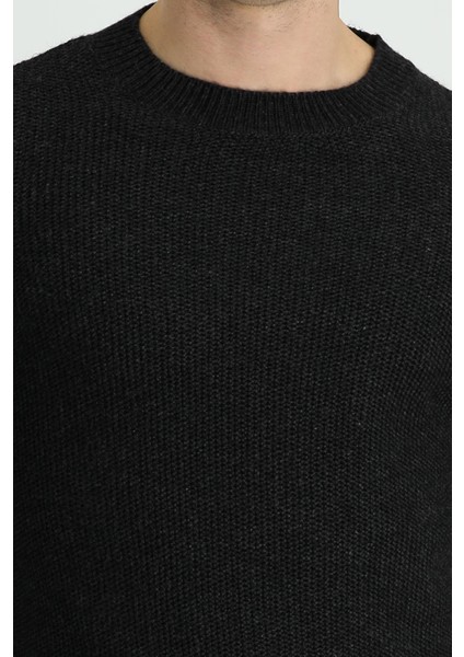 Bisiklet Yaka Slim Fit Dar Kesim Yünlü Desenli Triko Kazak fırsatları