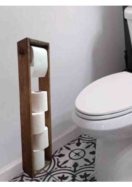 Ahşap Wc Kağıtlık Tuvalet Banyo Dekoru