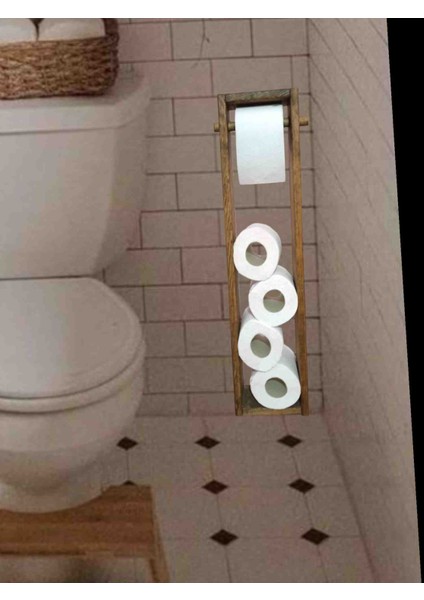 Ahşap Wc Kağıtlık Tuvalet Banyo Dekoru