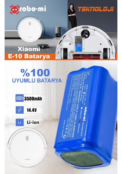 Xiaomi Robot Vacuum E10 3500mAh Robot Süpürge Bataryası - Gerçek Kapasite, Maksimum Güvenlik fırsatları