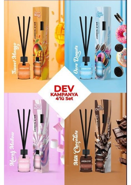 4'lü Oda Kokusu 50 ml (Oere Donuts-Sweet Mango-Mılk Chocolate-Marshmallow)