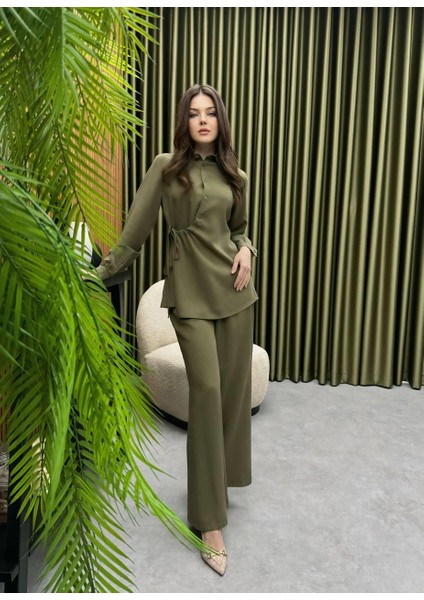 Premium Kalite Tncl Kumaş Pantolon Gömlek Ikili Takım Ikili Tasarım Bağlama Detaylı Takım fiyatları