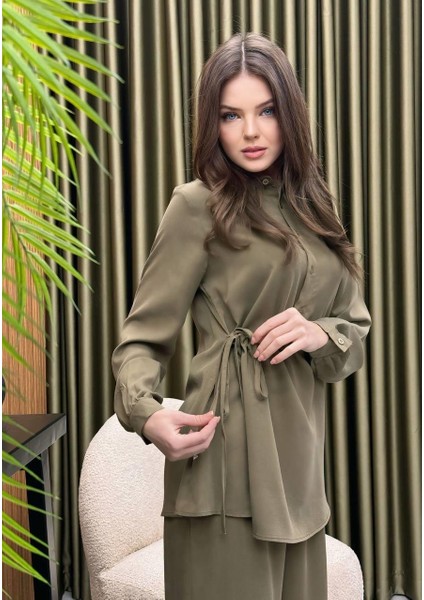 Premium Kalite Tncl Kumaş Pantolon Gömlek Ikili Takım Ikili Tasarım Bağlama Detaylı Takım modelleri