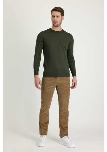 Regular Fit Likralı Kadife Pantolon