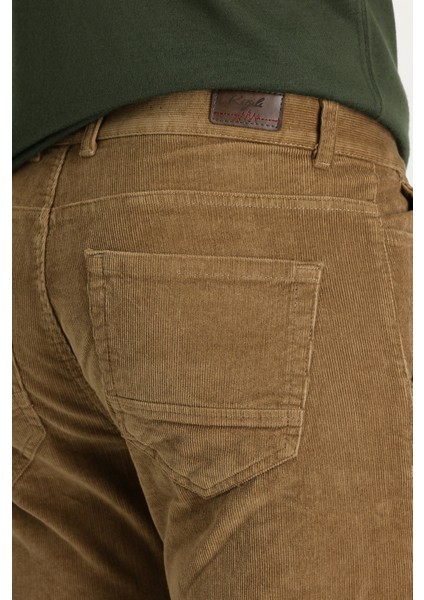Regular Fit Likralı Kadife Pantolon