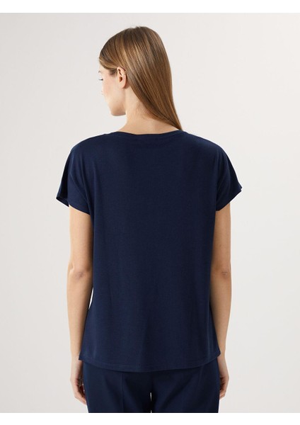 Lcwaıkıkı Classic Bisiklet Yaka Pul Payetli Kadın Tişört