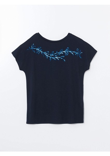 Lcwaıkıkı Classic Bisiklet Yaka Pul Payetli Kadın Tişört fiyatları