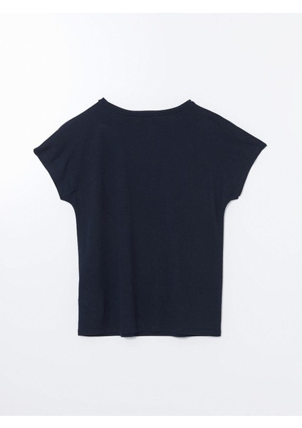 Lcwaıkıkı Classic Bisiklet Yaka Pul Payetli Kadın Tişört modelleri