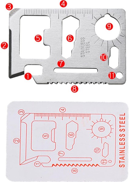 Survival Tool – 11'i 1 Arada Paslanmaz Çelik Çok Amaçlı Hayatta Kalma Aracı