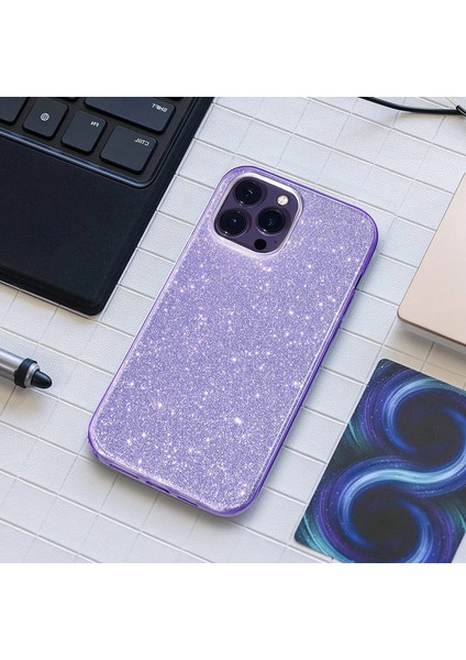 Apple iPhone 13 Pro Max Kılıf Parlak Simli Muhteşem Görünüm, Sert ve Dayanıklı Iki Katmanlı Ultra Koruma Sert Silikon