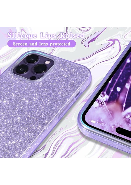 Apple iPhone 13 Pro Max Kılıf Parlak Simli Muhteşem Görünüm, Sert ve Dayanıklı Iki Katmanlı Ultra Koruma Sert Silikon