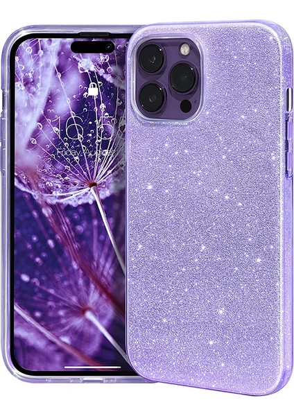 Apple iPhone 13 Pro Max Kılıf Parlak Simli Muhteşem Görünüm, Sert ve Dayanıklı Iki Katmanlı Ultra Koruma Sert Silikon