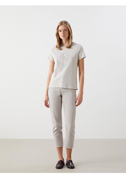 Lcw Vision Bisiklet Yaka Baskılı Kadın Tişört fiyatları