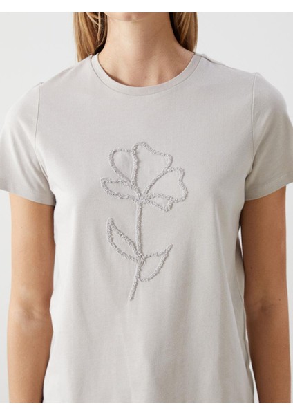 Lcw Vision Bisiklet Yaka Baskılı Kadın Tişört modelleri