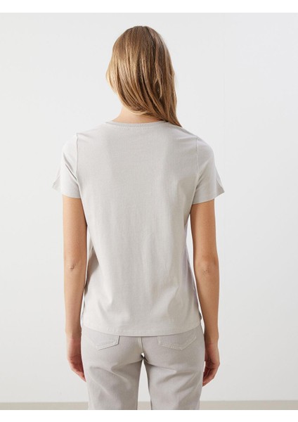 Lcw Vision Bisiklet Yaka Baskılı Kadın Tişört fırsatları