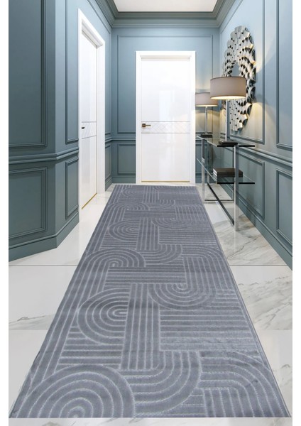 8709A Gri Bohem Modern Iskandinav Dokuma Halı Kesme Yolluk-Koridor-Antre-Yatak Odası-Mutfak-Hol