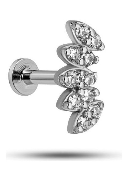 925 Ayar Gümüş Rodyumlu Minimal Beşli Mekik Model Tragus Piercing Küpe