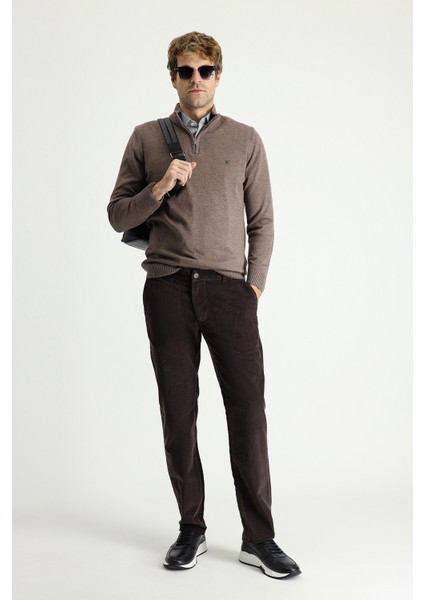 Slim Fit Dar Kesim Likralı Kadife Pantolon