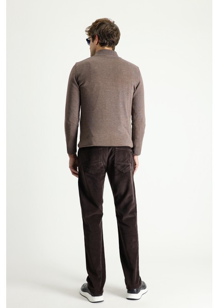 Slim Fit Dar Kesim Likralı Kadife Pantolon