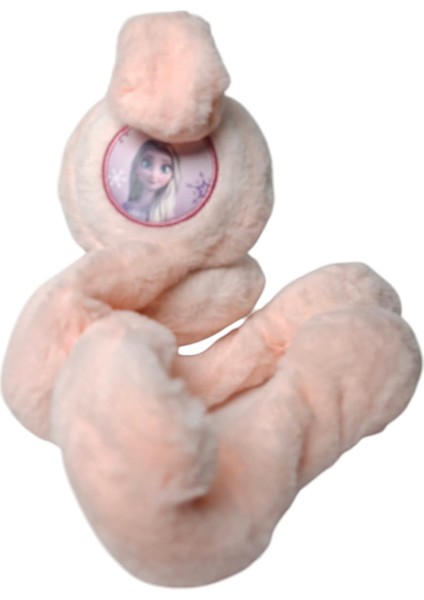 Kız Çocuk Açık Pembe Renk Elsa Figürlü Pompalı Oynar Kulak Sesli Peluş Kulaklık
