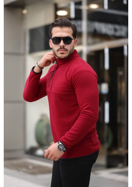 Yarım Fermuar Polar Bordo modelleri