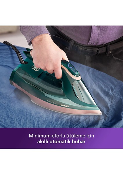 Azur 8000 Serisi Optimaltemp 3000W Akıllı Isı Ayarı 240GR Şok Buharlı Ütü Opal Yeşili +Tüy&hav Temizleyici modelleri