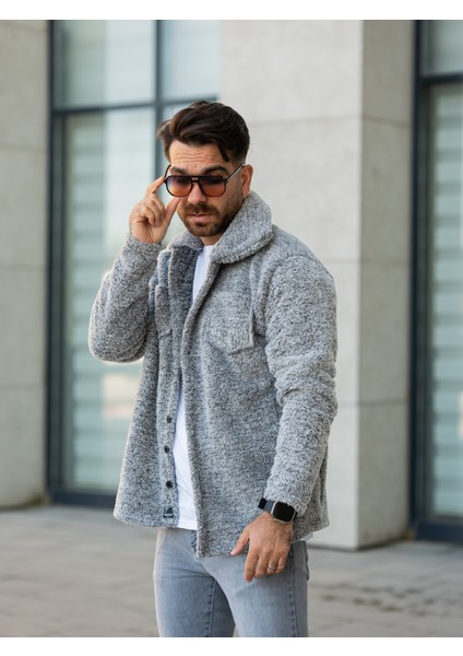 Peluş Ceket Kırçıllı Gri fırsatları
