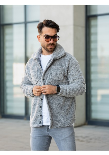 Peluş Ceket Kırçıllı Gri indirimleri