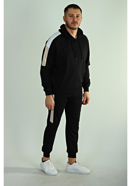 2 Iplik Garneli Kapşonlu Takım Siyah