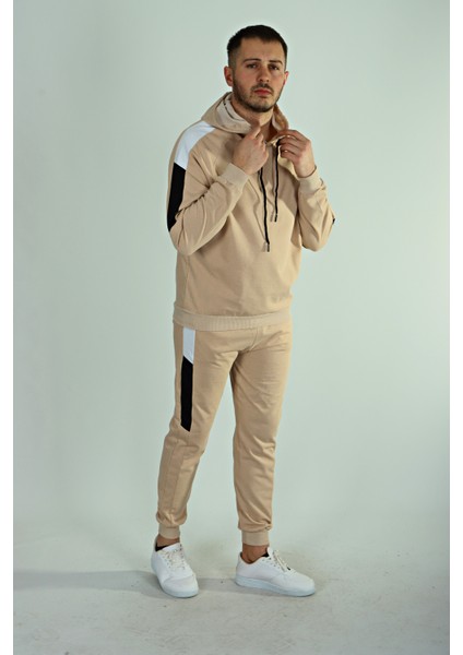 2 Iplik Garneli Kapşonlu Takım Krem