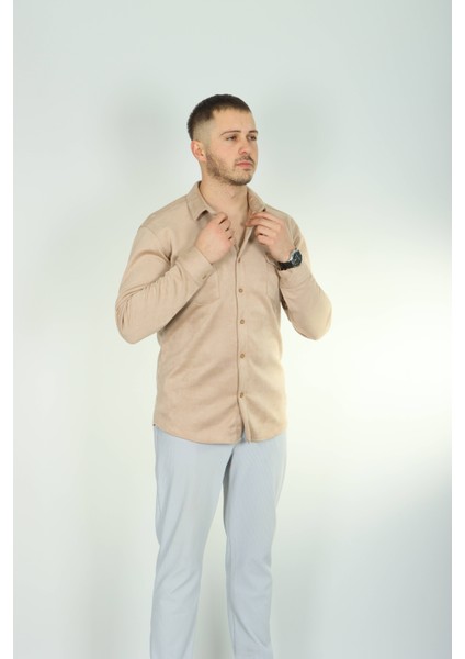 Çift Cep Nubuk Gömlek Krem indirimleri