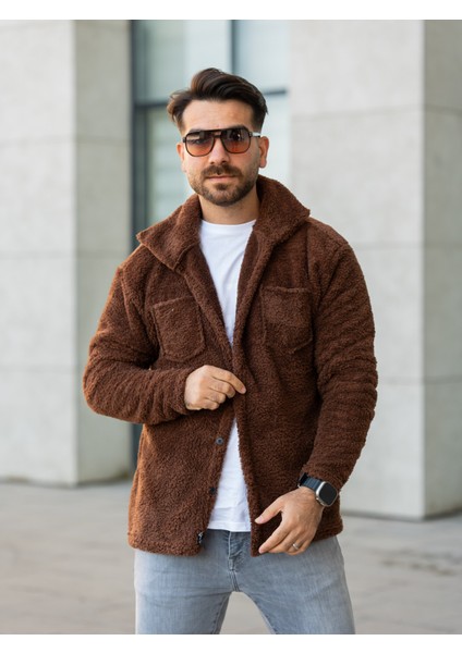 Peluş Ceket Kahve modelleri