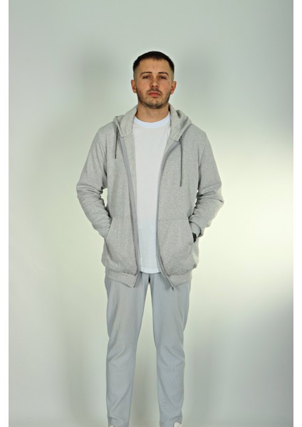 Betep 2 Iplik Fermuarlı Ceket Açık Gri