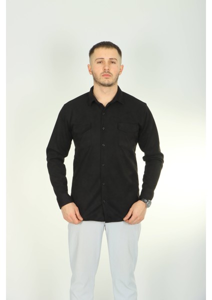 Çift Cep Nubuk Gömlek Siyah fiyatları