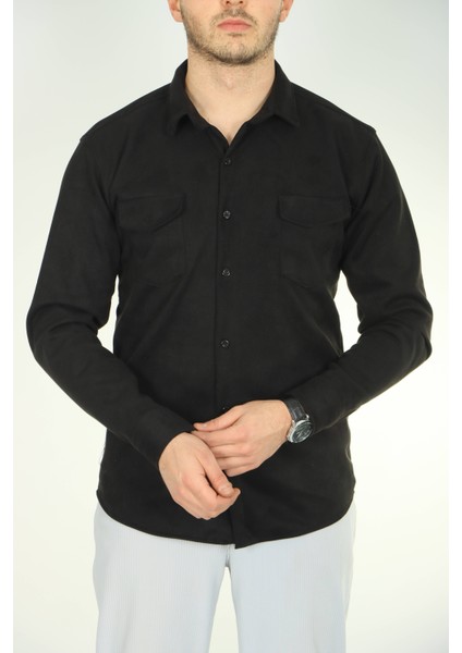 Çift Cep Nubuk Gömlek Siyah indirimleri