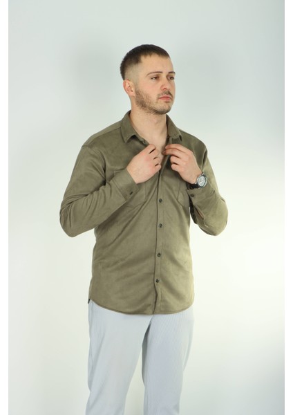 Çift Cep Nubuk Gömlek Haki modelleri