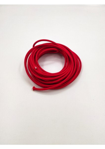 Dekoratif Örgülü Kumaş Kablo Kırmızı Renk 2X0,50MM 1 Metre
