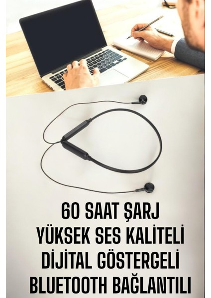 Kablolu Boyun Askılı Dijital Göstergeli Bluetooth Kulaklığı 60 Saat fırsatları