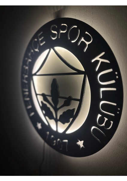 Fb 1907 LED Işıklı Tablo Duvar Dekoru Tablosu Siyah Ahşap Lazer Mdf