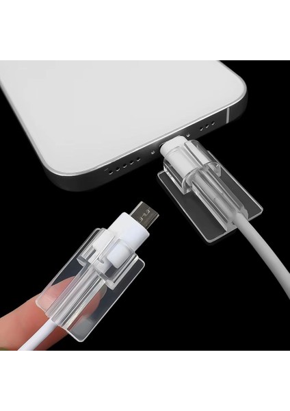 Şeffaf Silikon Kablo Koruyucu Type-C Lightning Apple iPhone Samsung Xiaomi Uyumlu 2 Adet