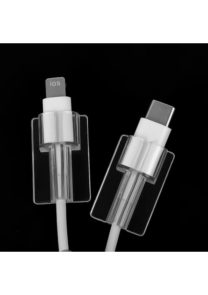 Şeffaf Silikon Kablo Koruyucu Type-C Lightning Apple iPhone Samsung Xiaomi Uyumlu 2 Adet modelleri