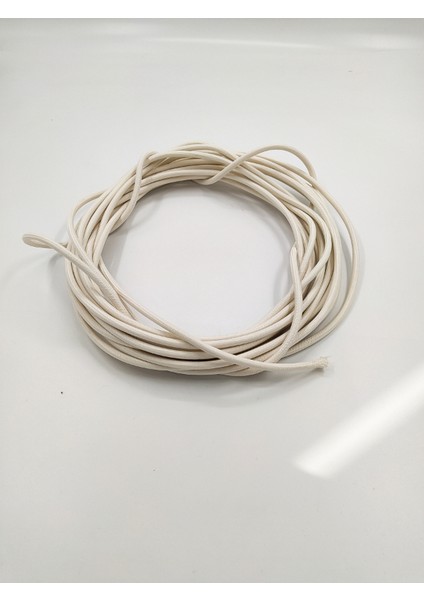 Dekoratif Örgülü Kumaş Kablo Beyaz Renk 2X0,50MM 1 Metre